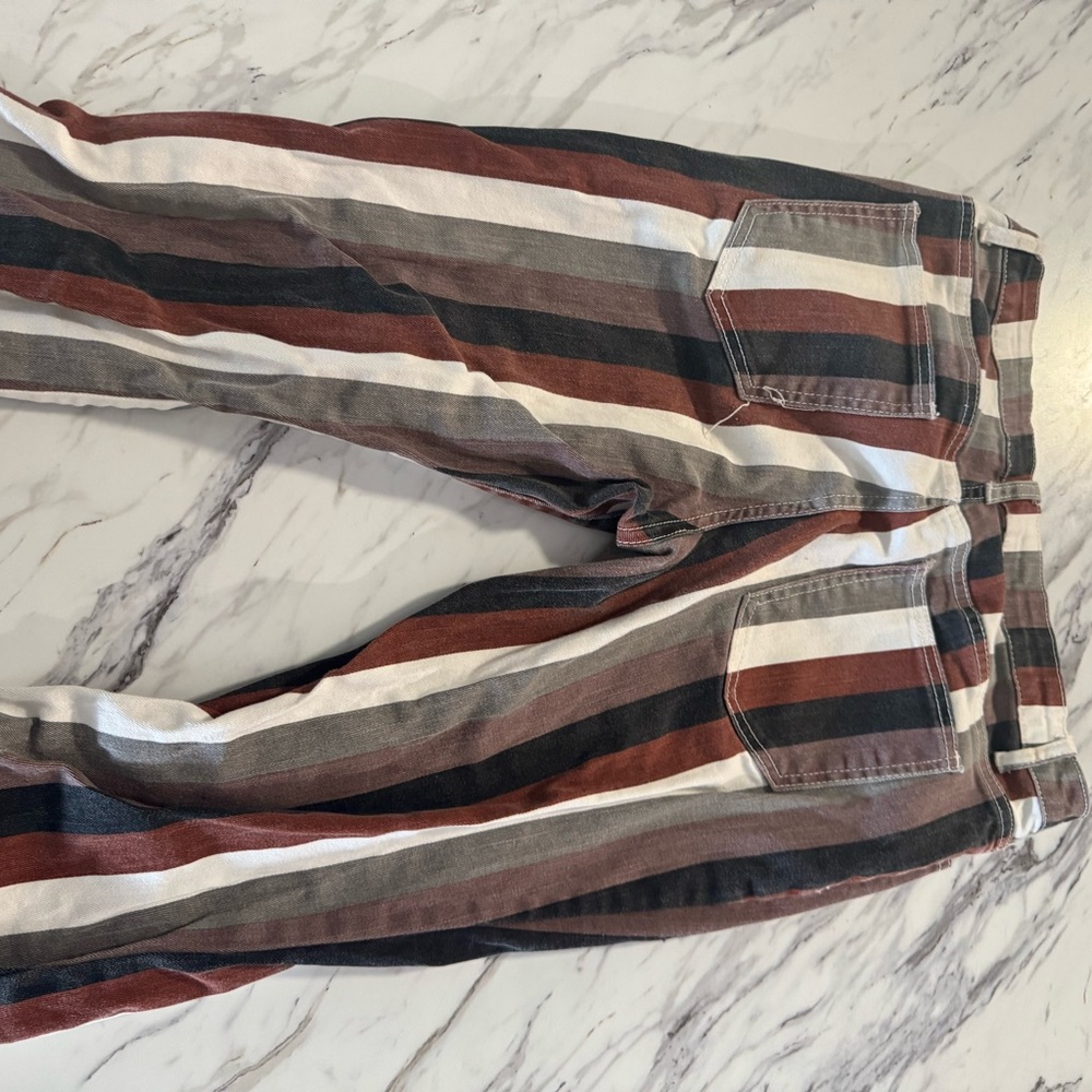 Buckle- Striped Flare Pants